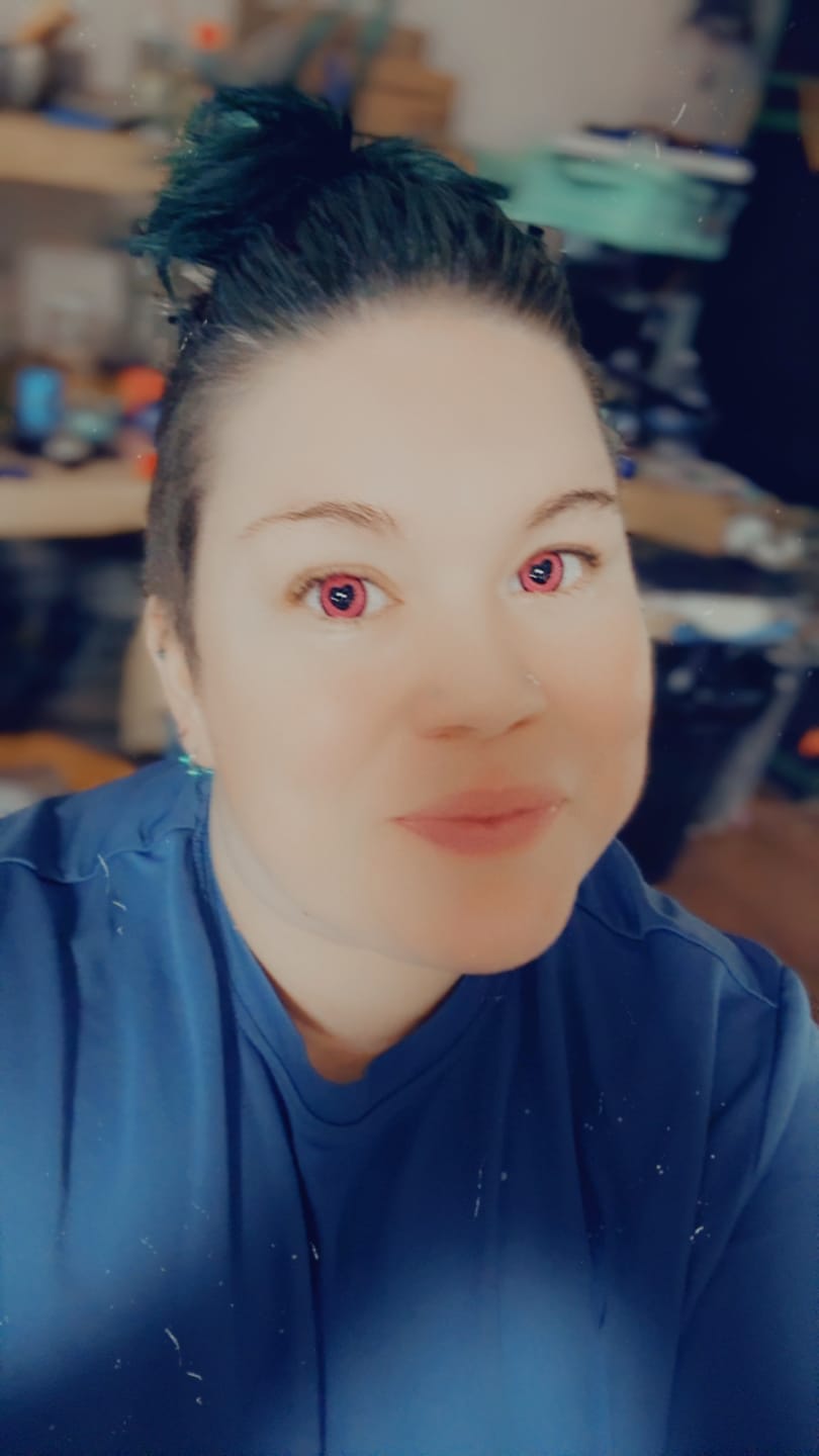 Customer photo review of Halloween Starry Sky Anime Yandere Pink Colored Contact Lenses