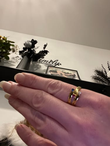 Customer photo review of Personalized Birthstone Ring Name Engraved Ring - Family Ring Personalized Gift