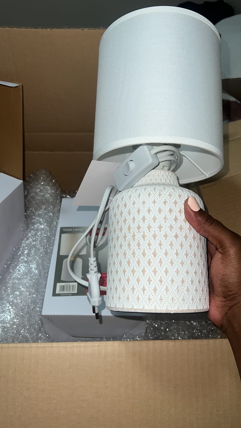 Customer photo review of Castile Ceramic Table Lamp Grey | White