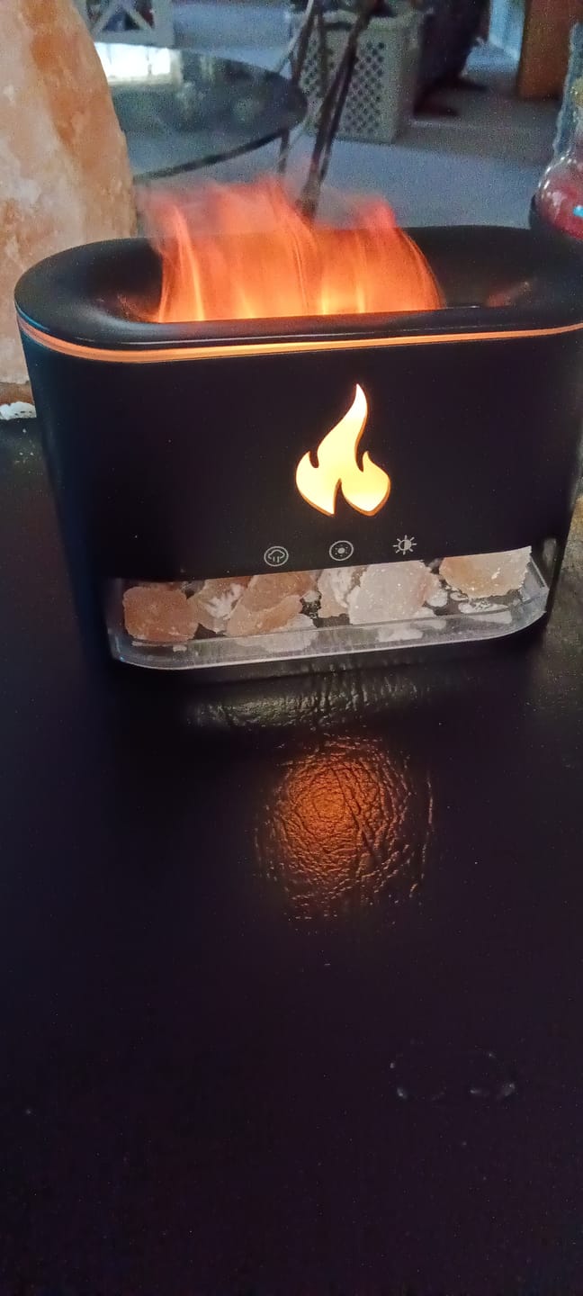 Customer photo review of Himalayan Salt Fireplace Humidifier Lamp + FREE 18 Organic Essential Oils Set
