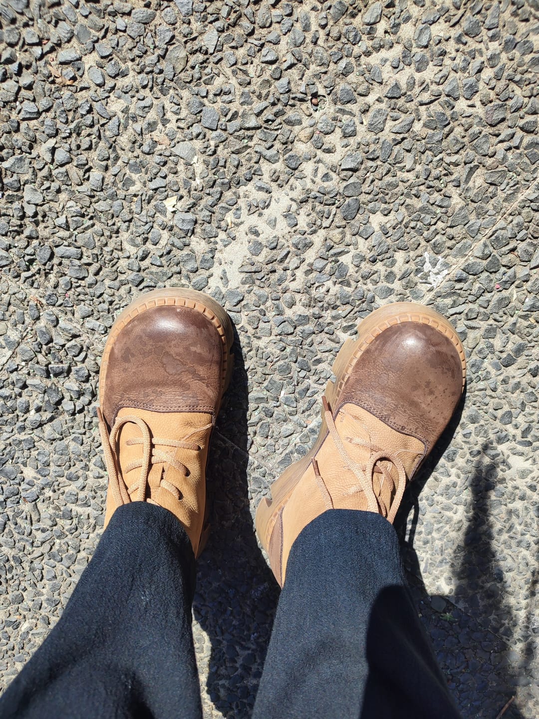 Customer photo review of Women Winter Colorblock Leather Platform Martin Boots