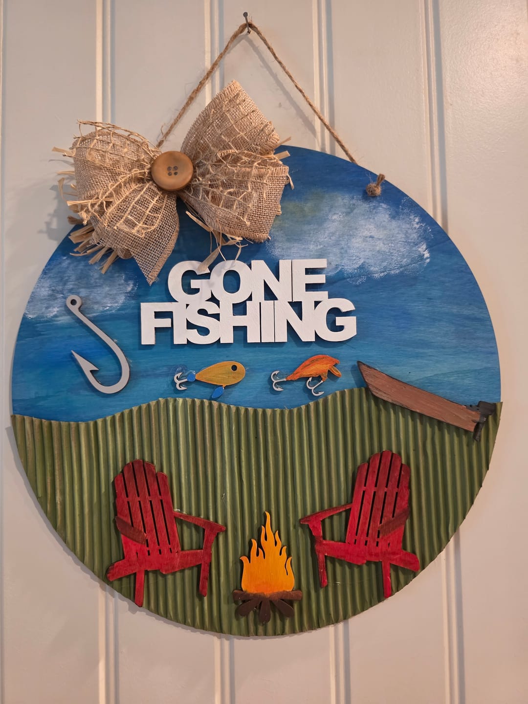 Customer photo review of Unfinished Wood Fishing Boat Silhouette - Craft- up to 46" DIY
