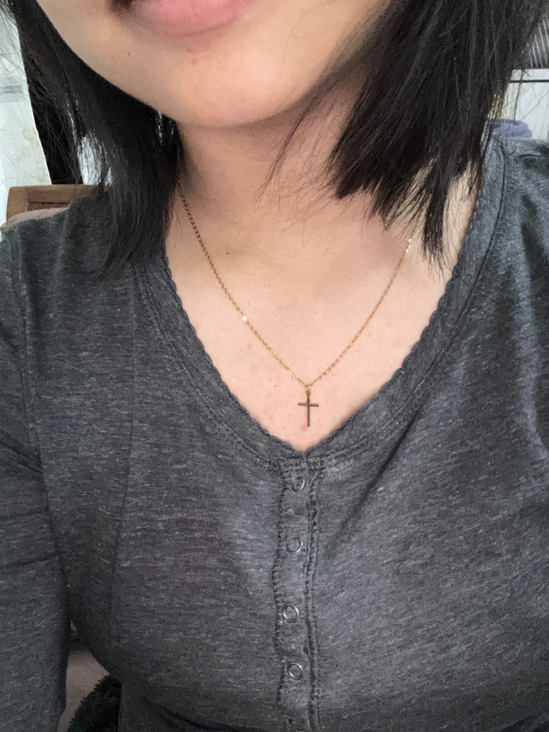 Customer photo review of Golden Cross Necklace