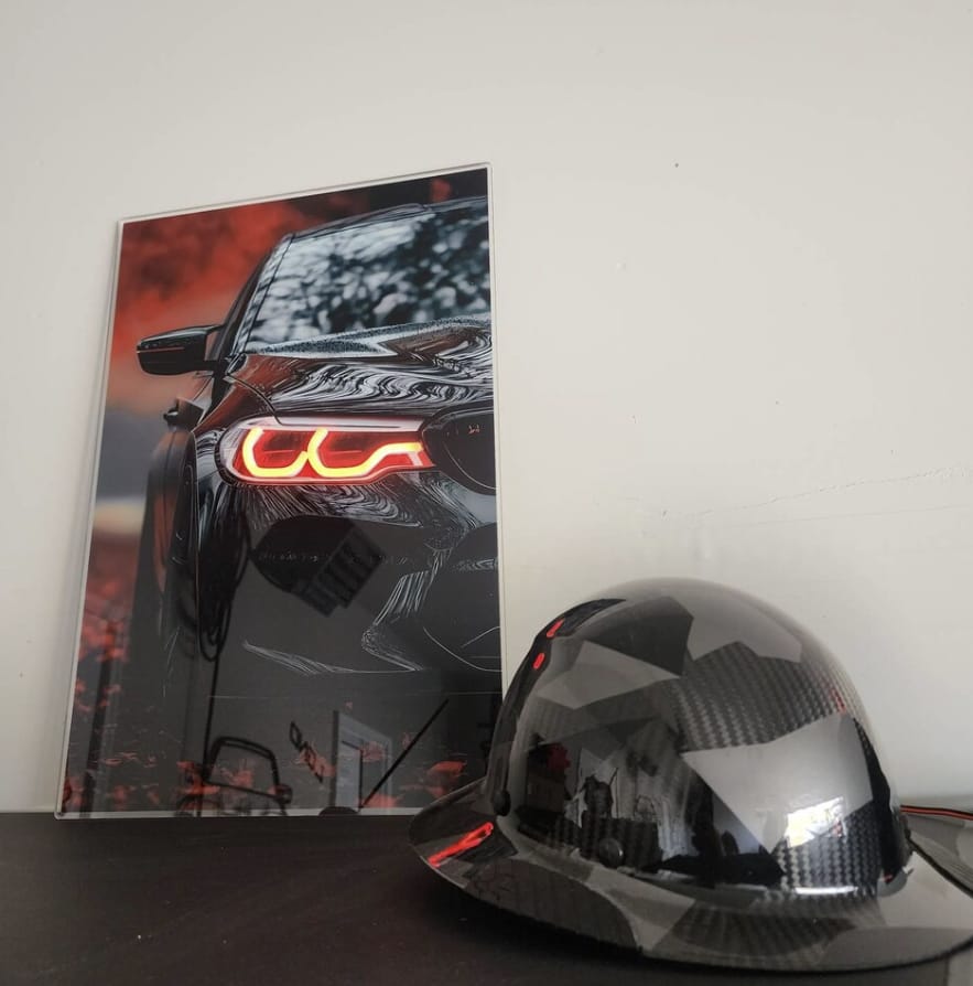 Customer photo review of Design Your Own Neon Car Photo Frame |  Personalized LED Gift