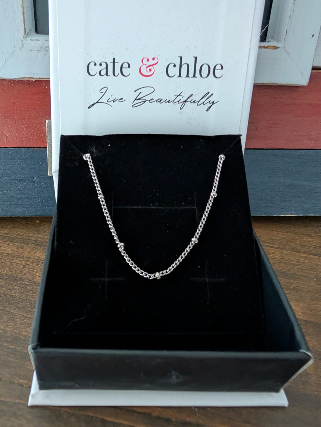 Customer photo review of Pria 18k White Gold Plated Bead Station Chain Necklace