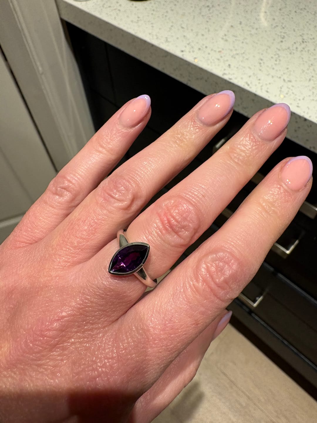 Customer photo review of Surf Moon Ring with Amethyst