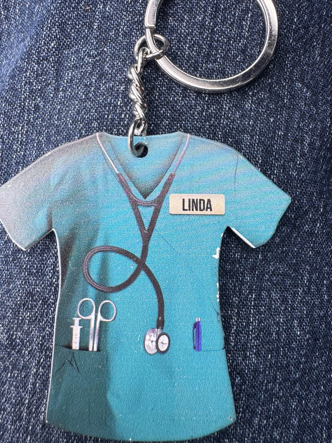 Customer photo review of Personalized Nurse Scrubs - Gift for Nurse Keychain