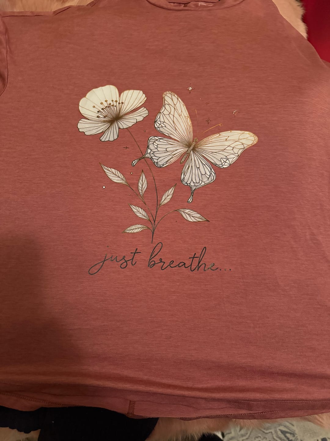 Customer photo review of Bügelbild Schmetterling Blume Just Breathe