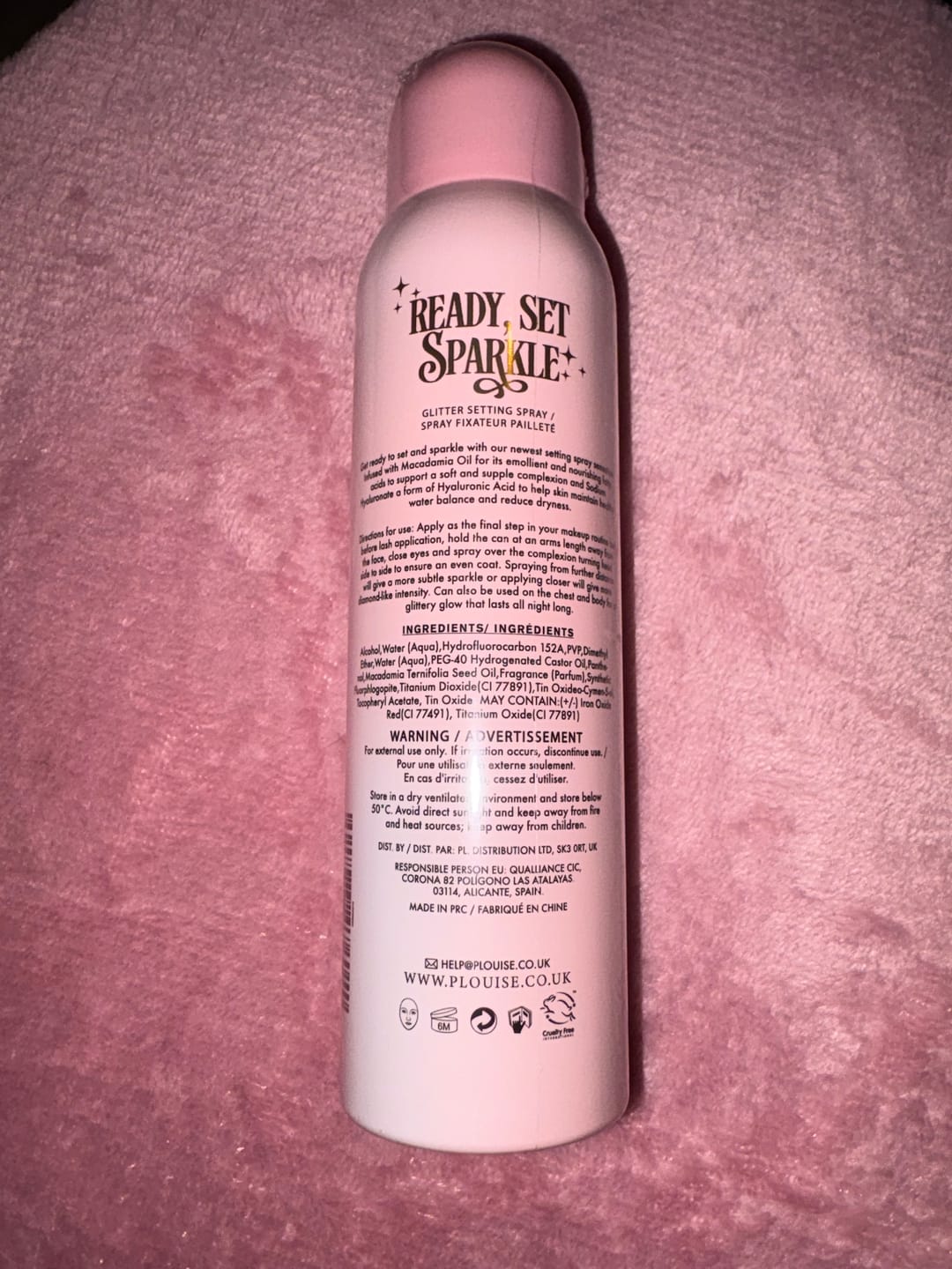 Customer photo review of P.Louise Ready Set Sparkle Glitter Setting Spray
