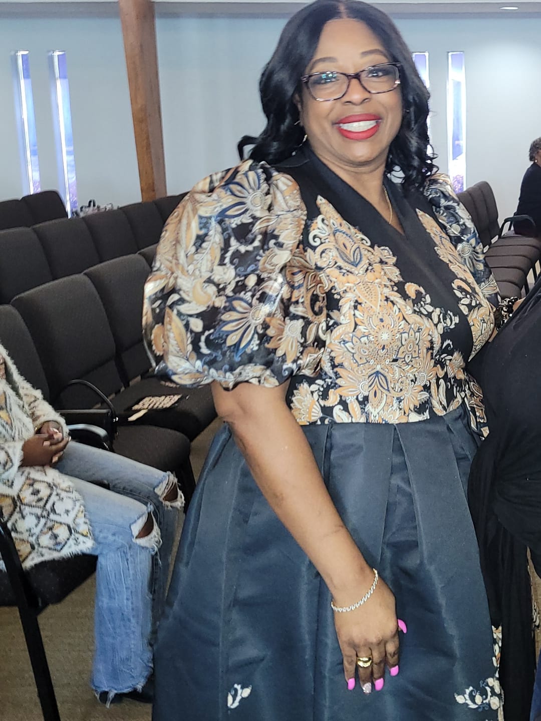 Customer photo review of HELLO ELEGANCE WRAP PUFF SLEEVE MIDI DRESS (Black)