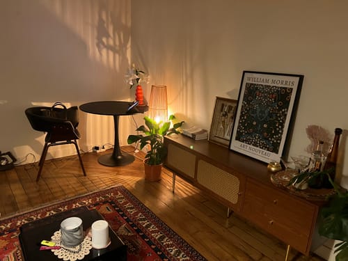 Customer photo review of SALLA - Table à manger 4 personnes ronde en bois