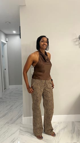 Customer photo review of Neutral Leopard Tall Pant