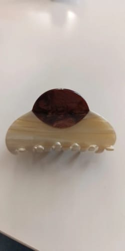 Customer photo review of Acetate Patchwork Hair Claw Clip – Medium