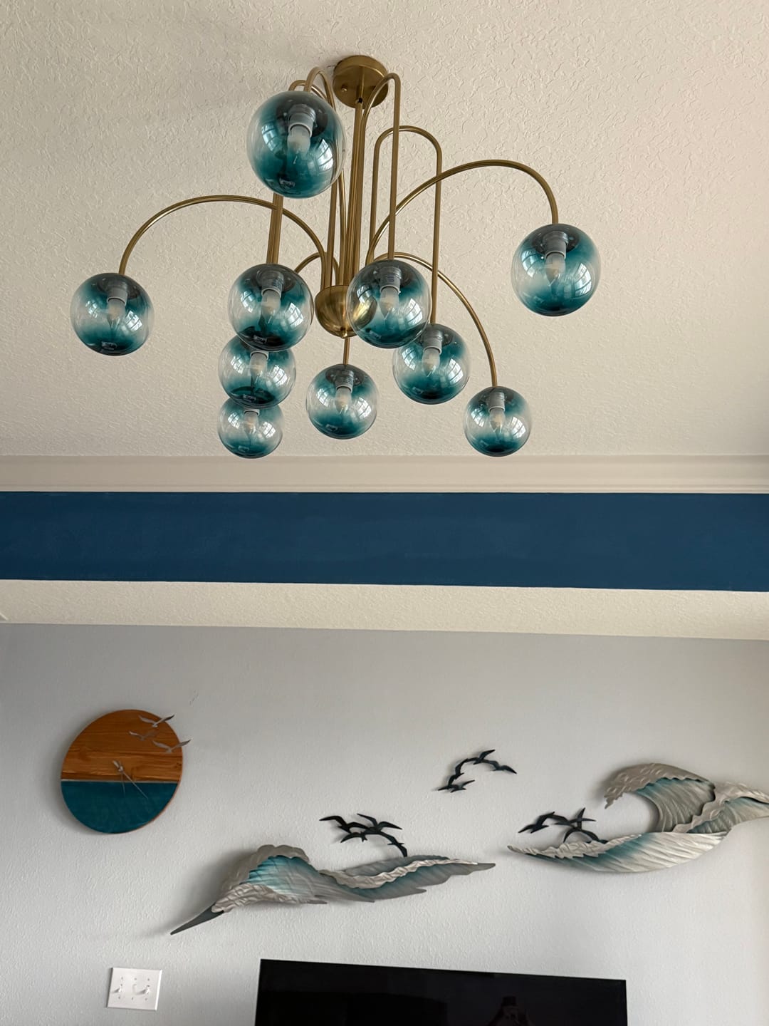 Customer photo review of Glam 10-Light Blue Glass Globe Bubble Chandelier