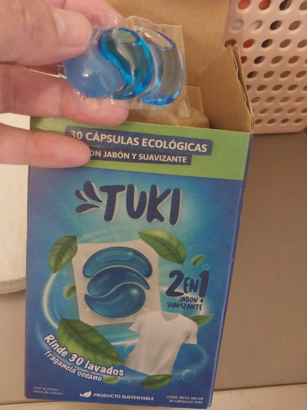 Customer photo review of Capsulas Tuki Ecológicas ♻️ 2en1 con Jabón y Suavizante
