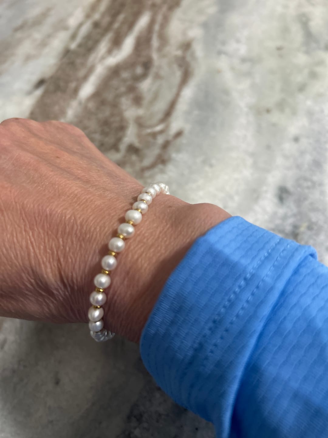 Customer photo review of Classic Pearl Bracelet