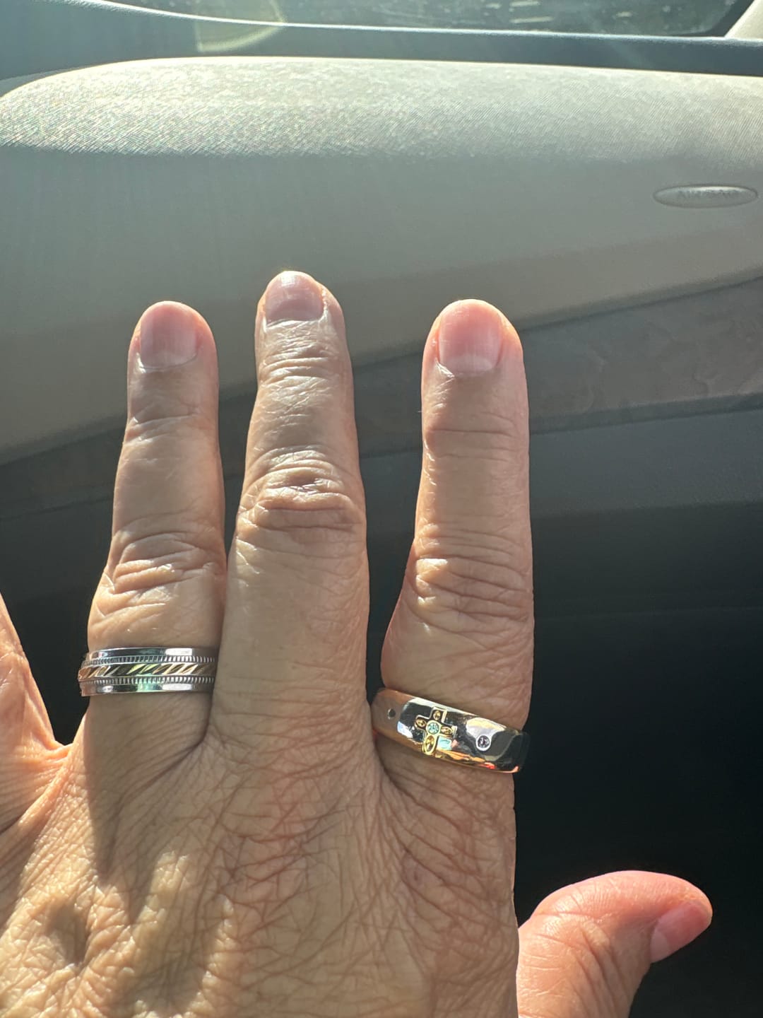 Customer photo review of Christianartworkshop Modern Style Two-tone Gold Cross Alloy Ring(Made in Holy Land)