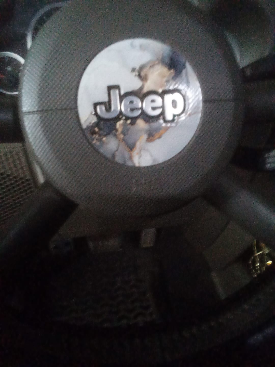 Customer photo review of Marble Print Steering Wheel Decal for Jeep vehicles
