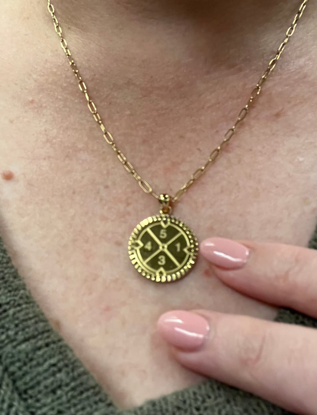 Customer photo review of Engravable Compass Necklace
