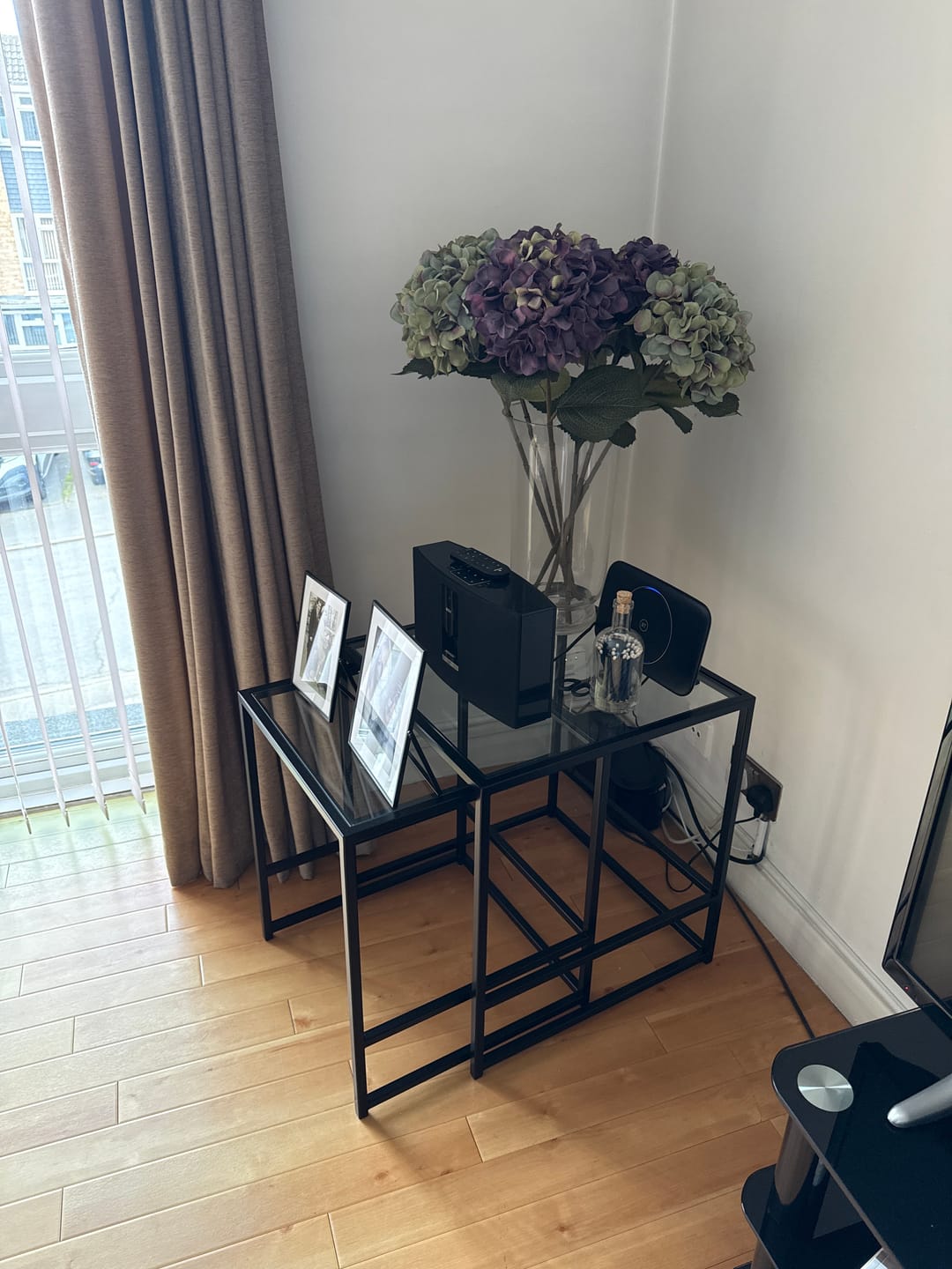 Customer photo review of Aria Glass Metal Nesting Side Tables - Black