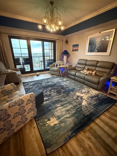 Customer photo review of Glam 10-Light Blue Glass Globe Bubble Chandelier