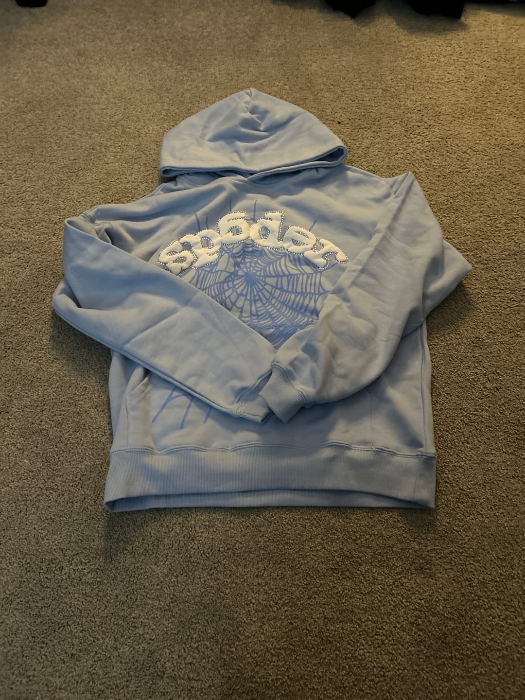 Customer photo review of SP5DER WEB HOODIE SKY BLUE