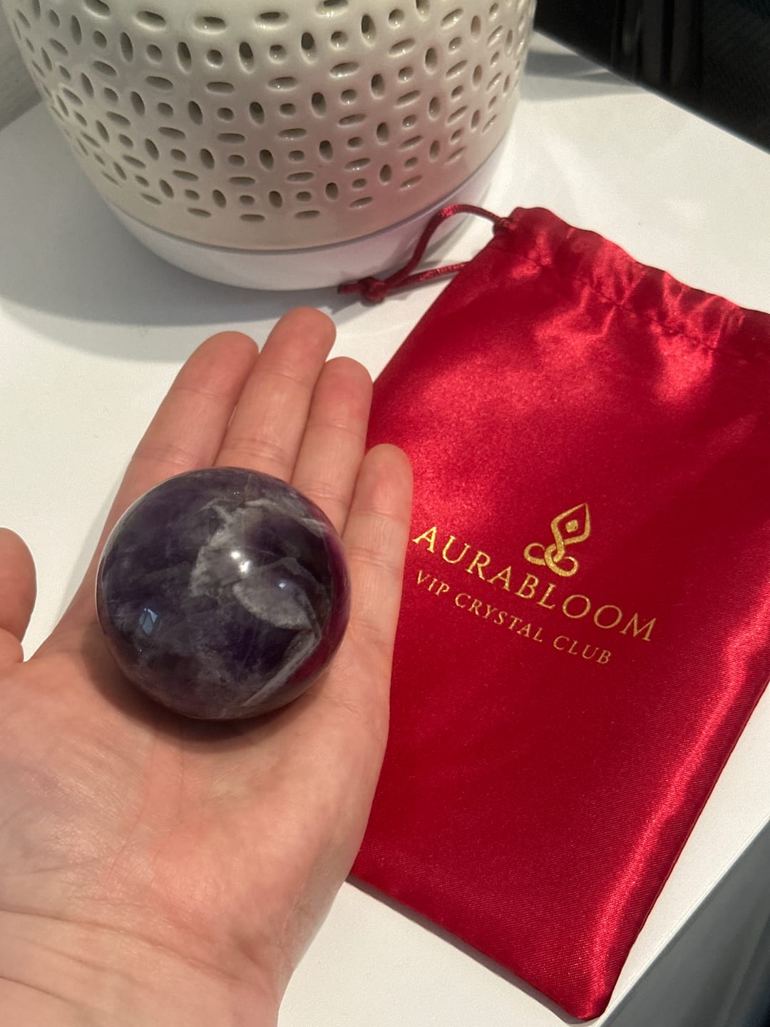 Customer photo review of Amethyst Sphere