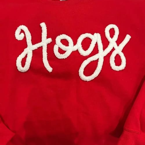 Customer photo review of Custom College Chenille Team Name Embroidered Sweatshirt