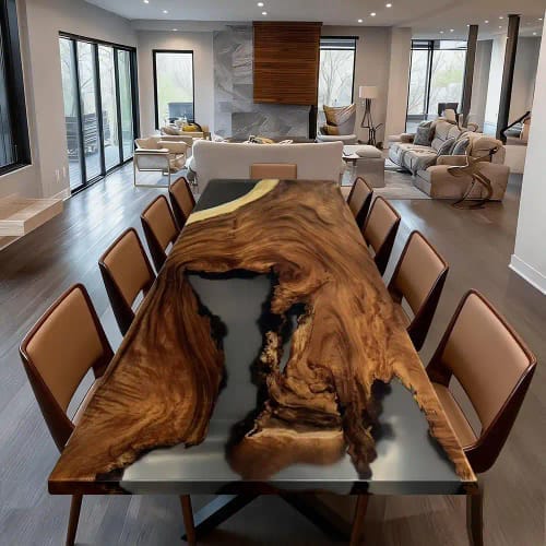 Customer photo review of Custom Walnut Clear Resin River Epoxy Table CT131