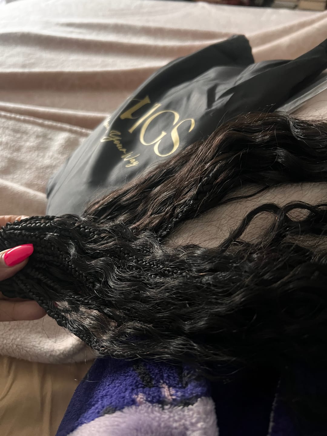 Customer photo review of Crochet Boho Box Braids with Human Hair Curls