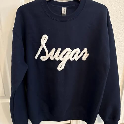 Customer photo review of Custom College Chenille Team Name Embroidered Sweatshirt