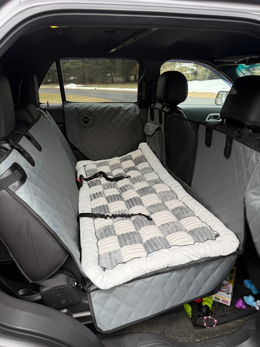 Customer photo review of Plush Backseat Dog Bed (Made For The Hard Bottom Car Seat Cover)