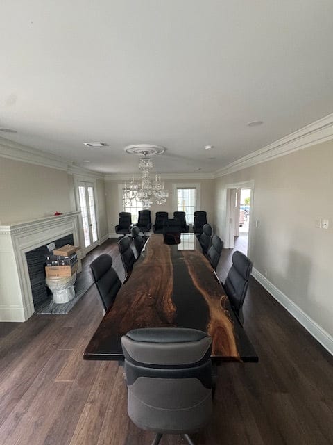 Customer photo review of Black Walnut Wood River Resin Epoxy Table for Dining & Conference Table CT50