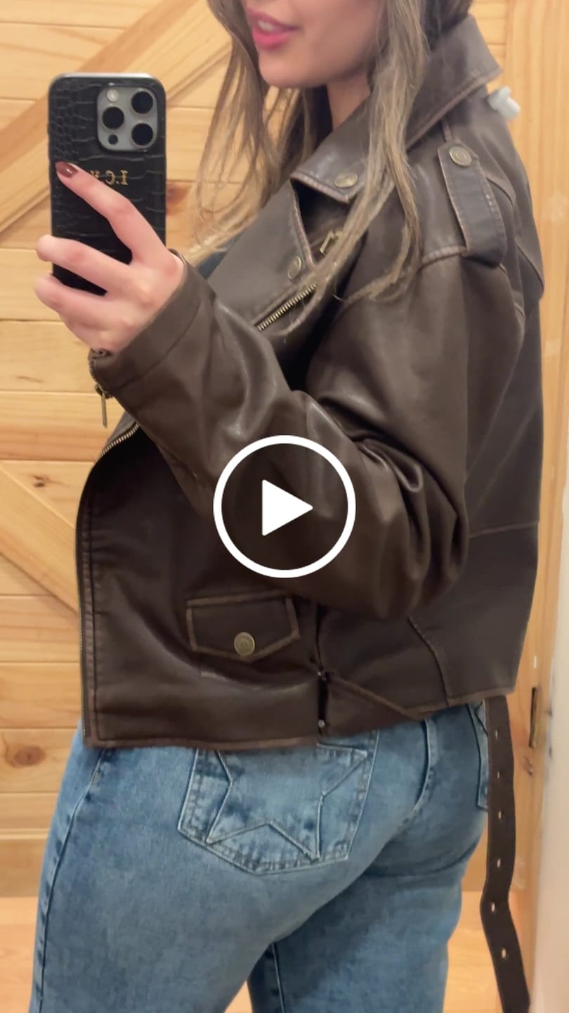 Customer video review of Chaqueta Biker Brown