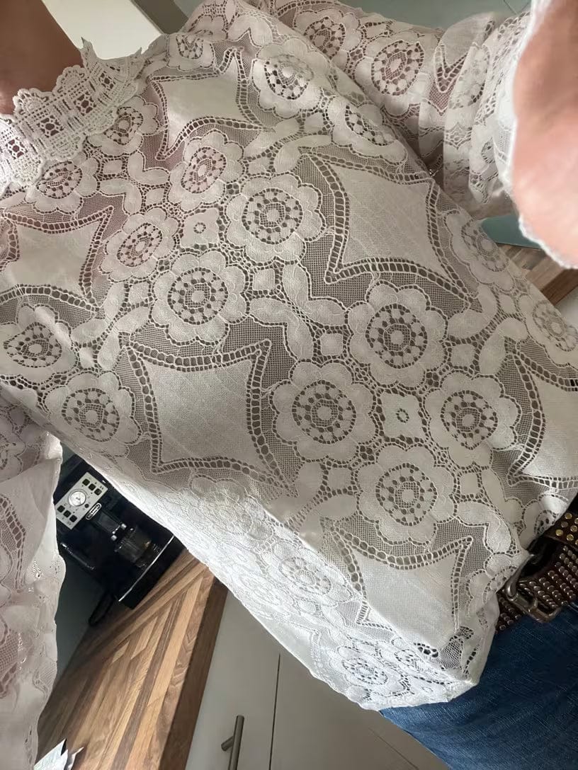 Customer photo review of Andy Long Sleeve Sheer Lace Top