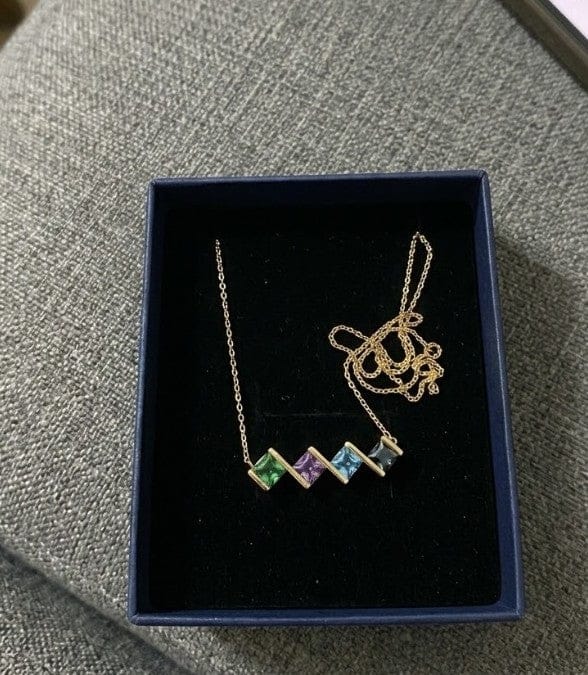 Customer photo review of Personalized 925 Sterling Silver Family Birthstone Necklace