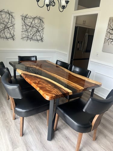Customer photo review of Black Walnut Wood River Resin Epoxy Table for Dining & Conference Table CT50