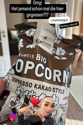 Kundenbewertung mit Foto zu Püntis BIO Popcorn Espresso Kakao Style
