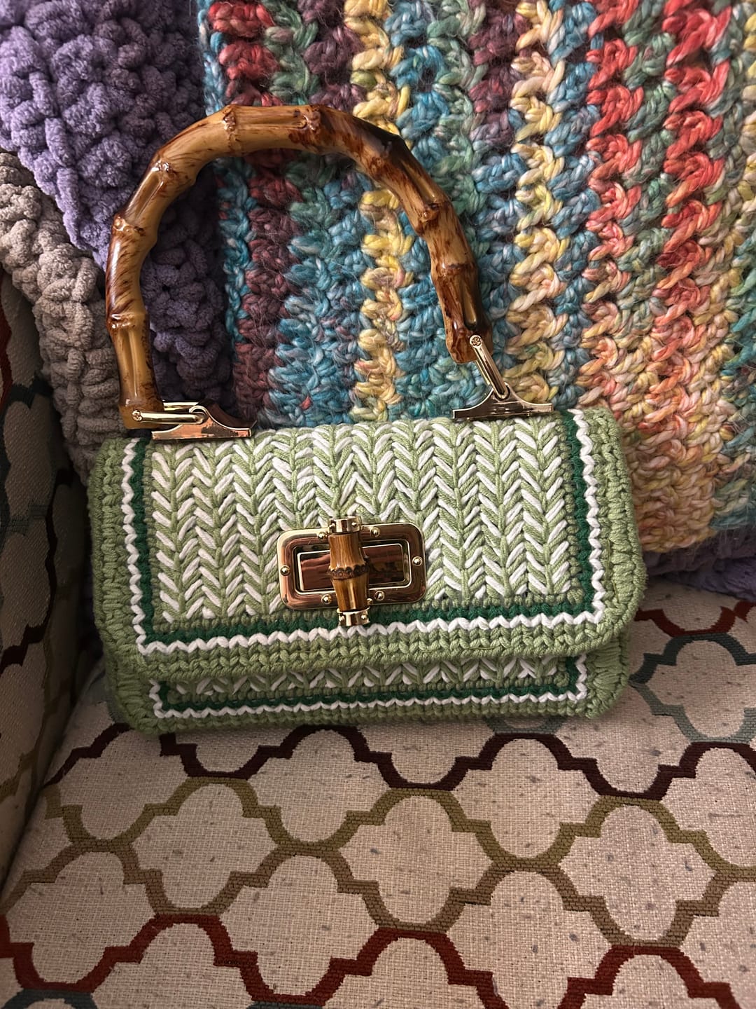Customer photo review of CrochetPark™ Linden Whisper Clutch Cross Stitch DIY kit