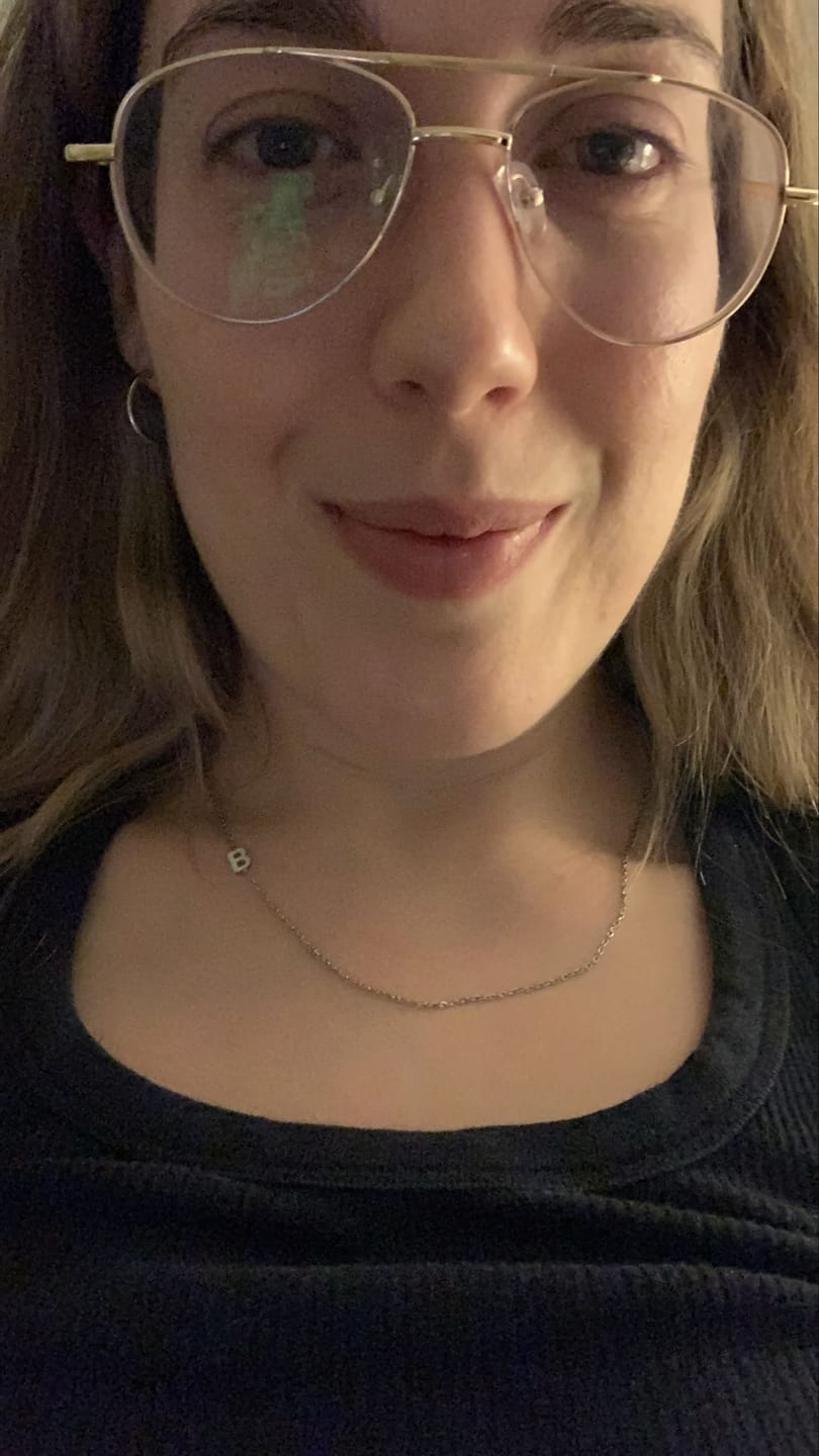 Customer photo review of Sideways Single Initial Letter Necklace