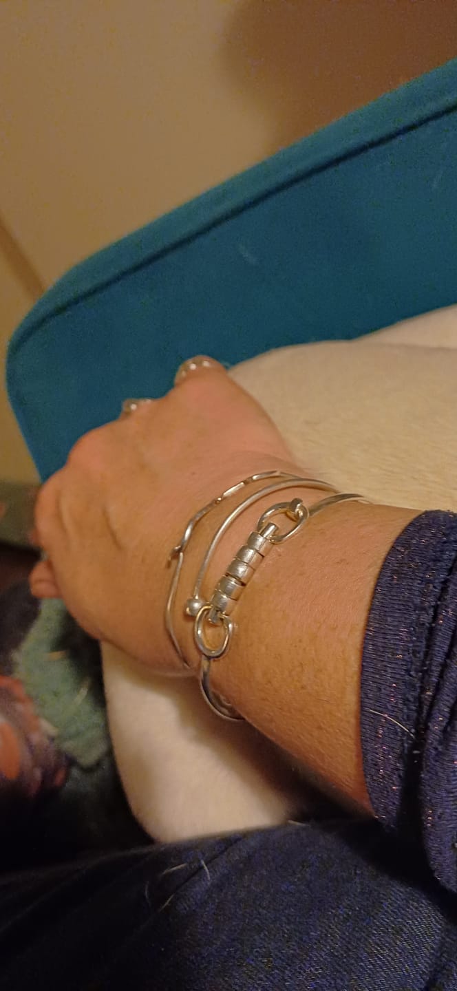 Customer photo review of Exclusive Sterling Silver Cherry Roller Snaffle Bangle
