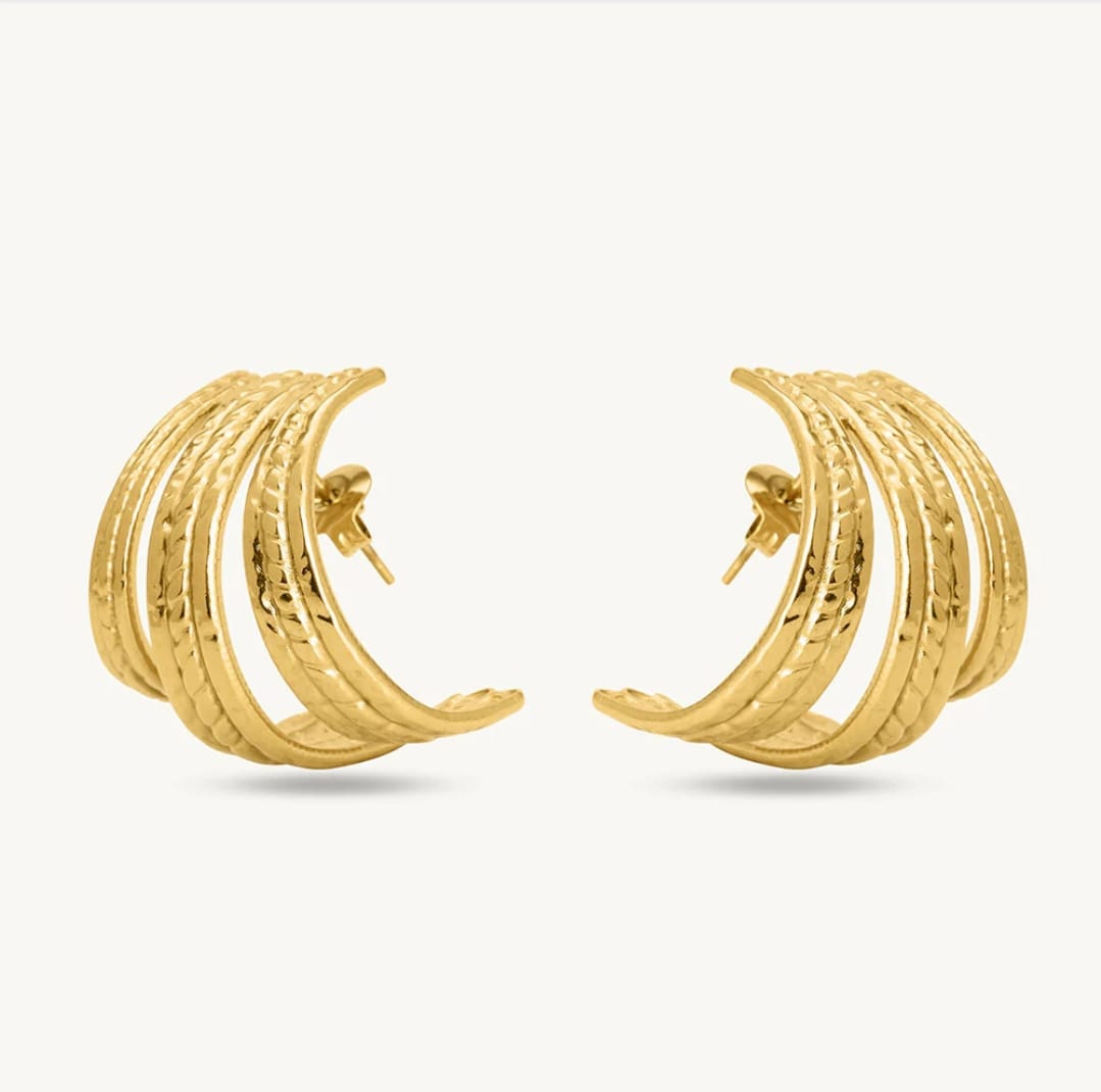 Customer photo review of Statement Gold Stud Earrings