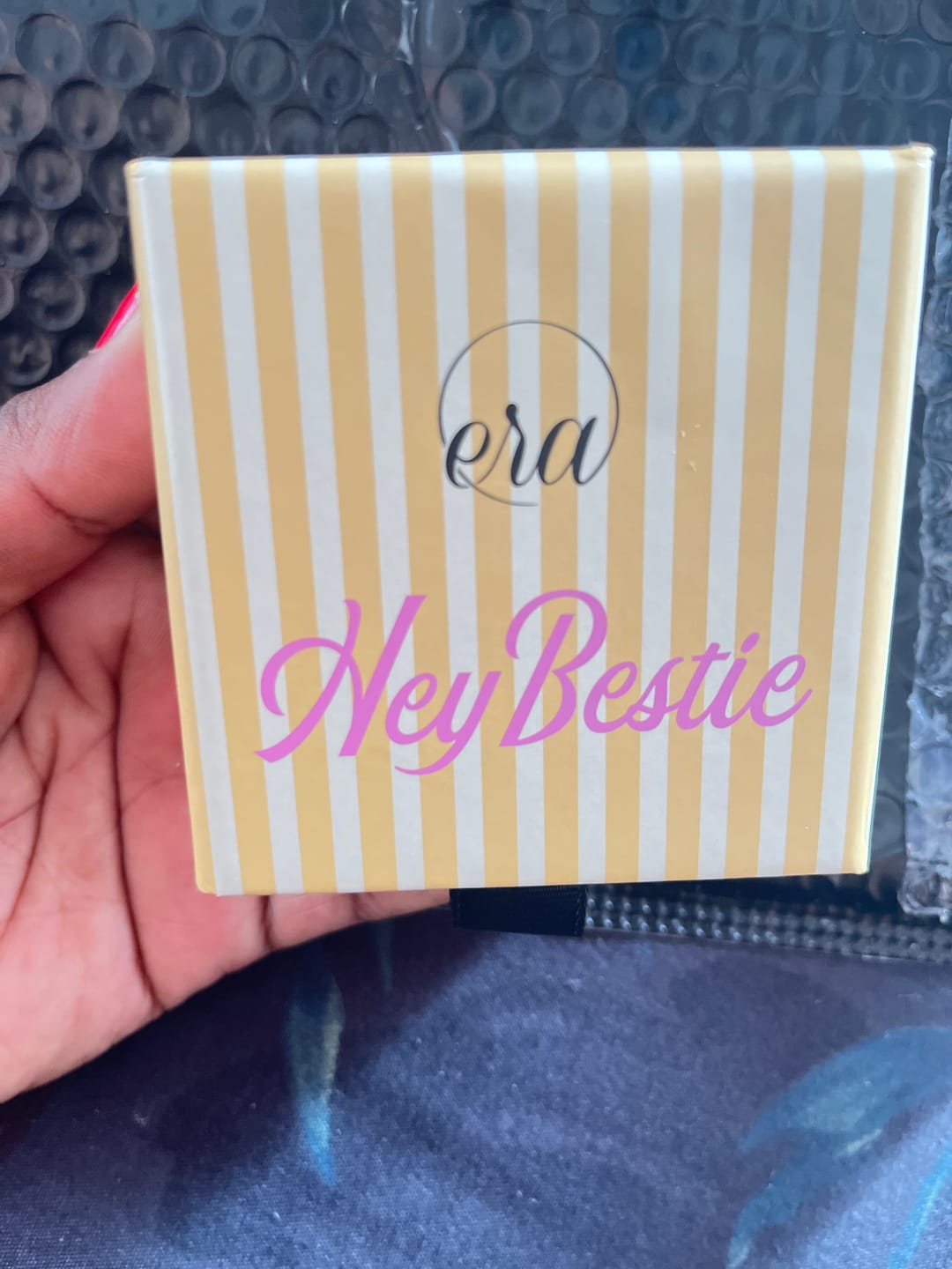 Customer photo review of Gold Era Halo Mini Drop Hoops ✨