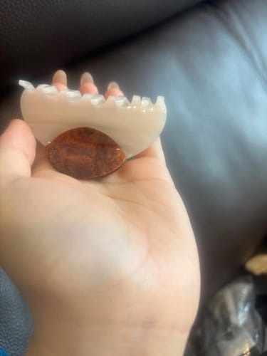 Customer photo review of Acetate Patchwork Hair Claw Clip – Medium