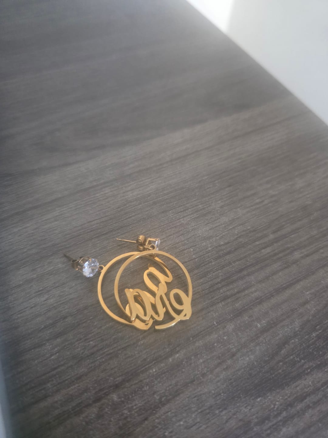 Customer photo review of Gold Era Halo Mini Drop Hoops ✨