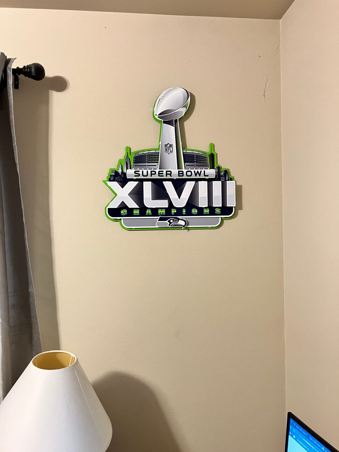 Customer photo review of Seattle Seahawks Super Bowl XLVIII CHAMPIONS! 3D Metal Wall Art