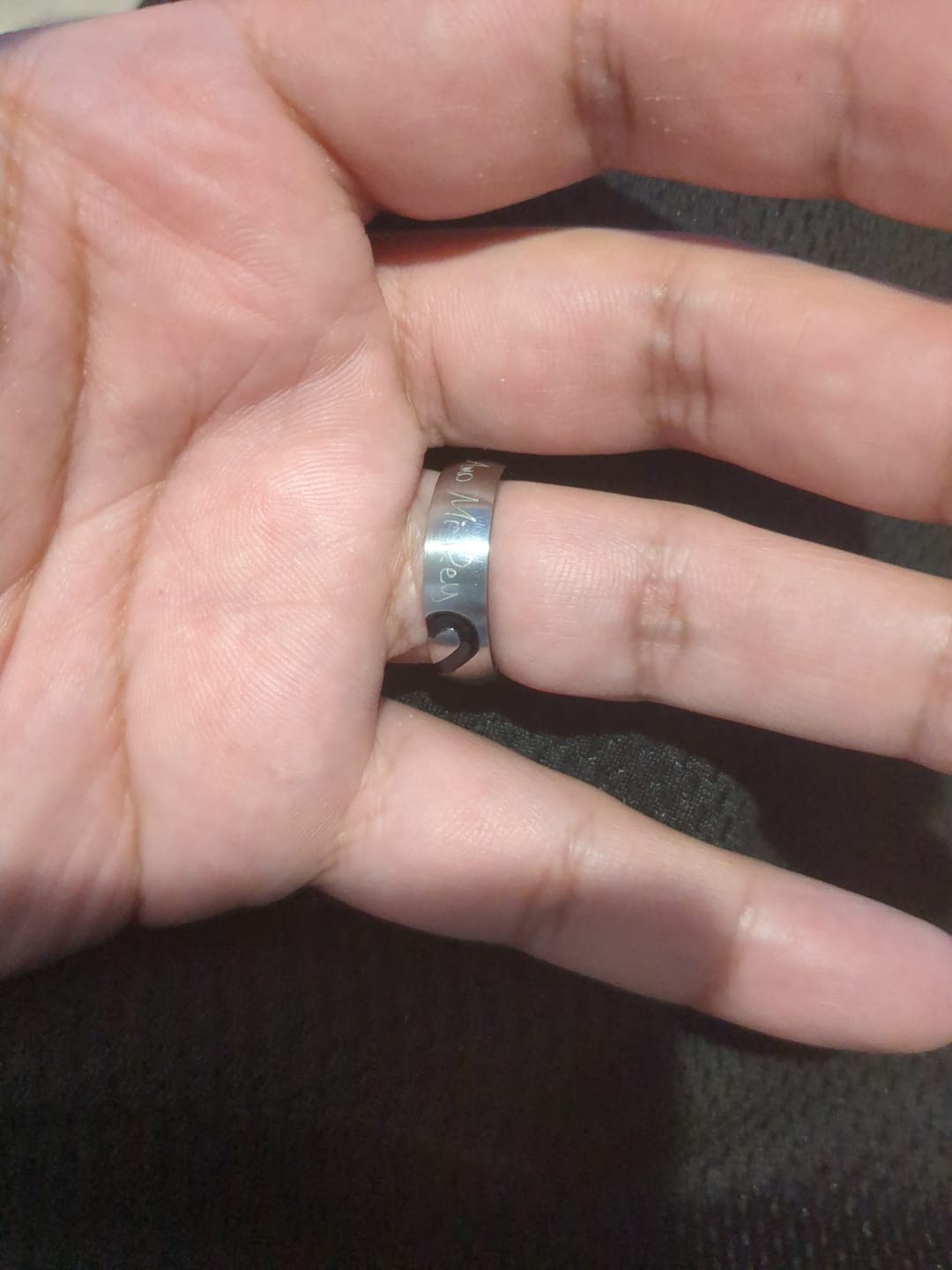 Customer photo review of Matching Diamond Heart Couples Rings