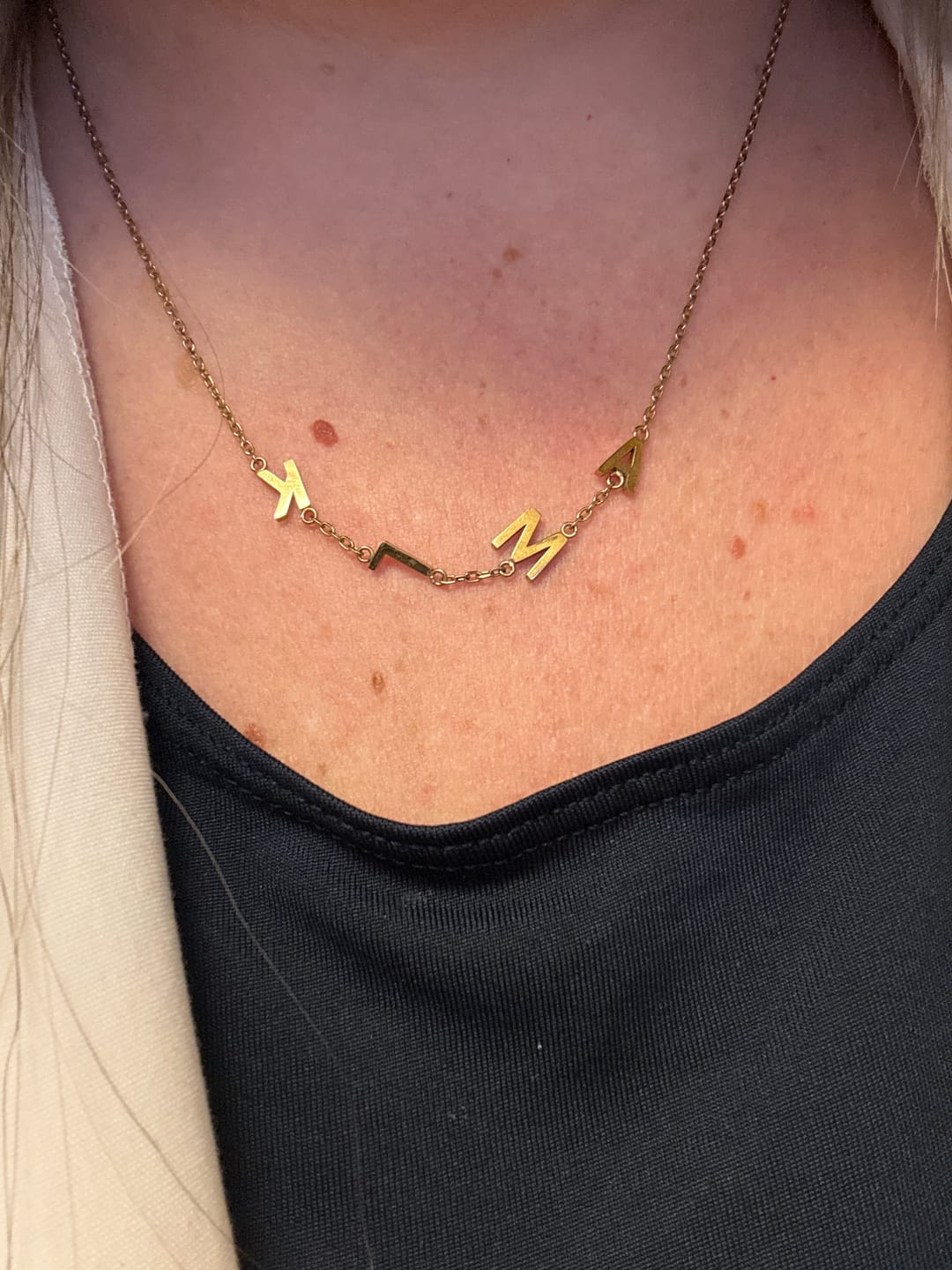 Customer photo review of Sideways Initial Letter Necklace