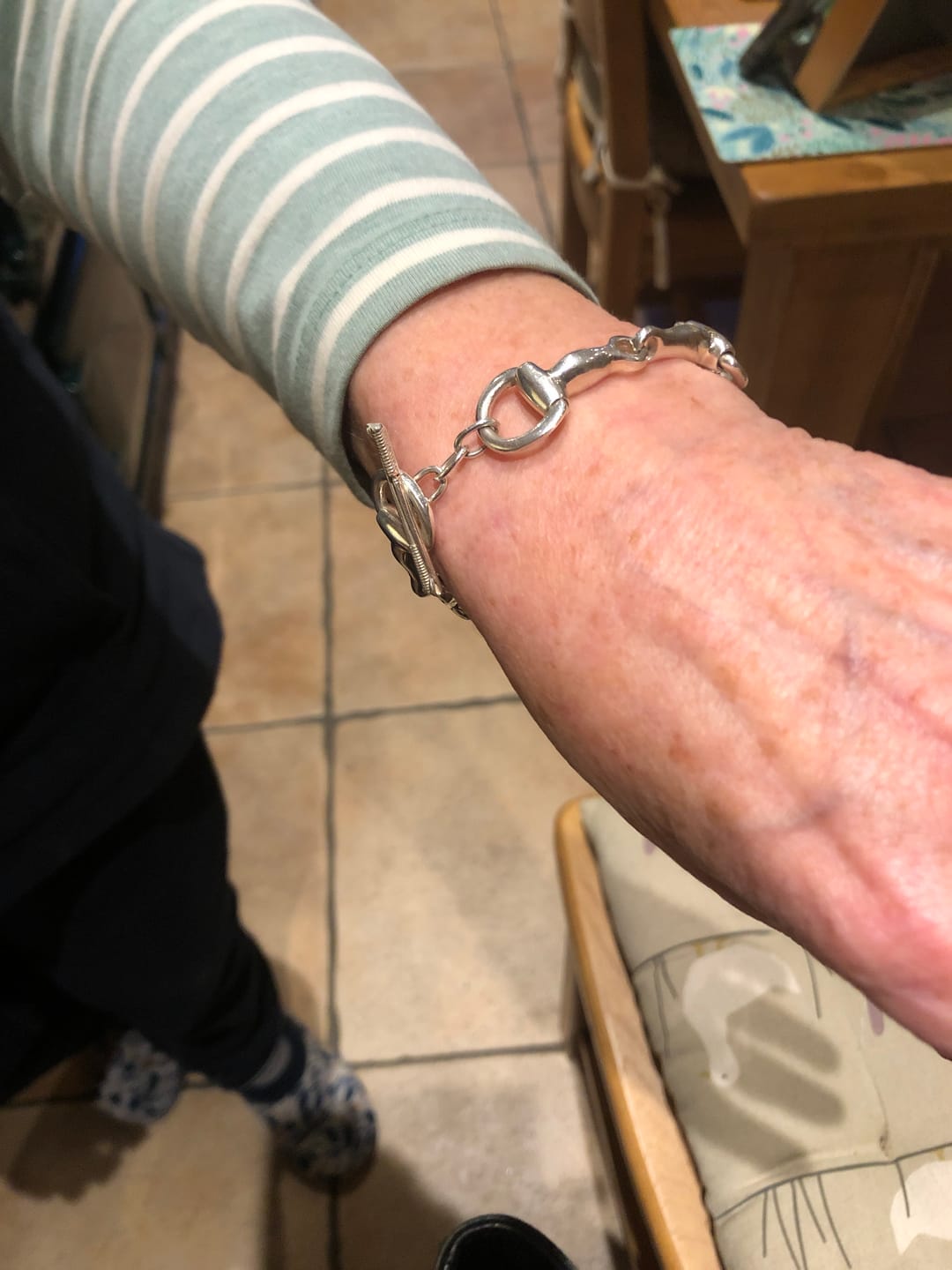 Customer photo review of Classic Sterling Silver Snaffle Bracelet