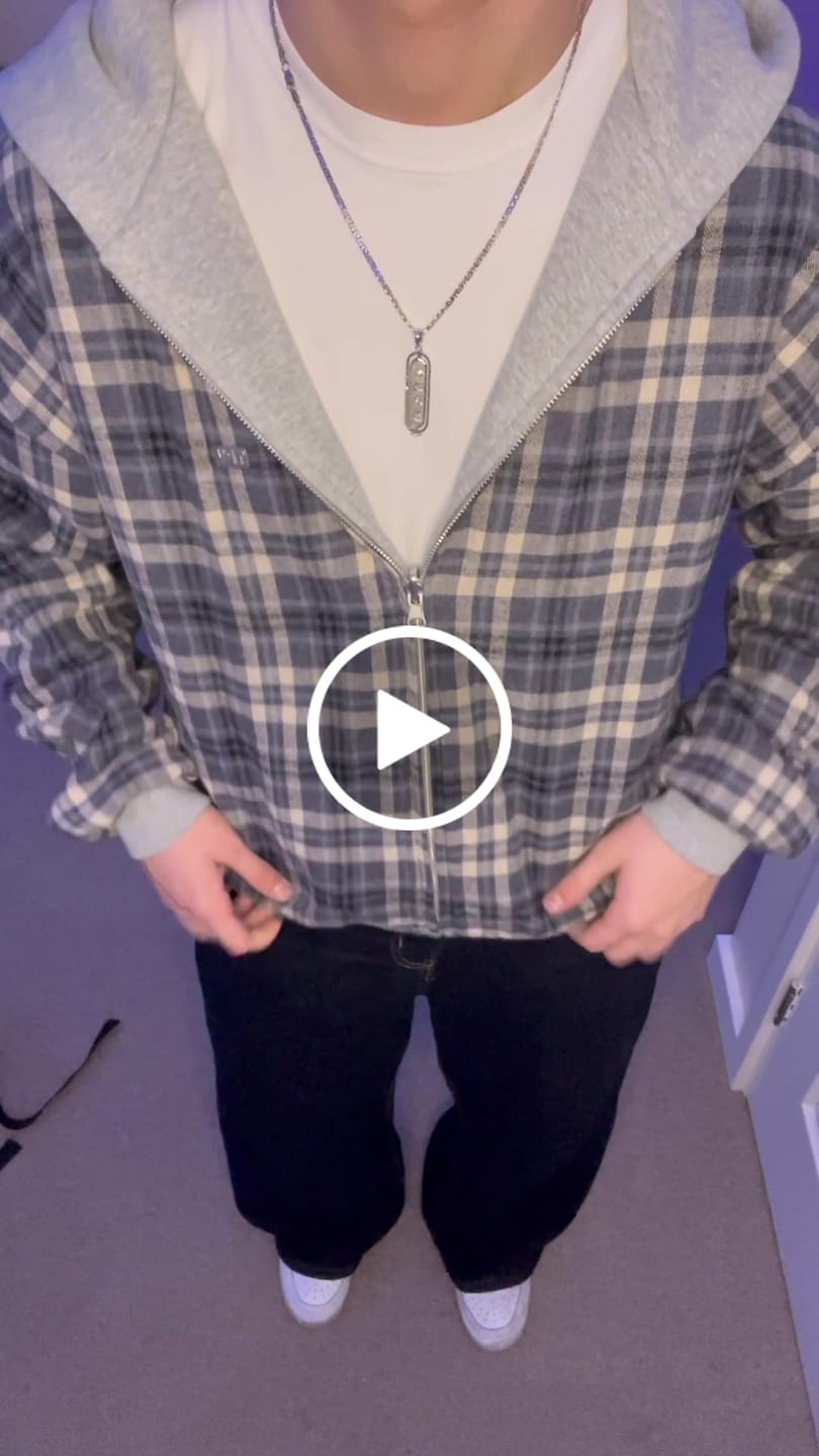 Customer video review of Reversible Flannel Zip-Hoodie Grey Blue